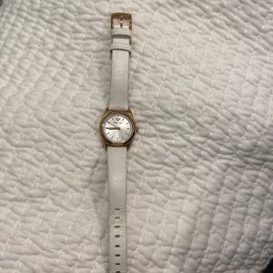 Classic Armani white watch with rose gold accents